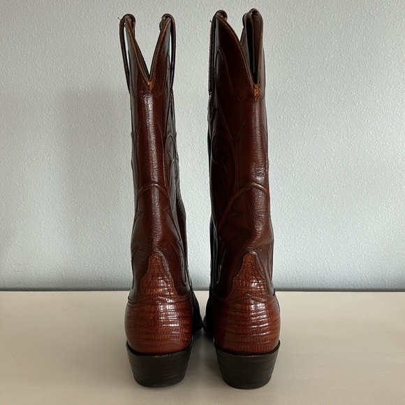 Lucchese • Vintage Women’s Classic Lizard Skin Leather Cowboy Boots Cognac Sz 7 - Picture 11 of 16